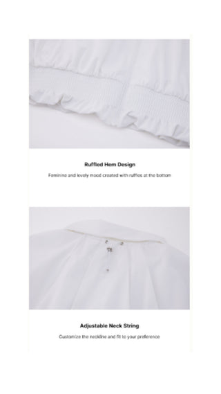 Ruffle Hem ZipUp Jumper (White)