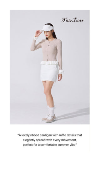 Ruffle Rib Cardigan (Beige)