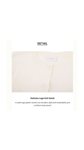 Logo Jacquard Short Sleeve Cardigan (Cream)