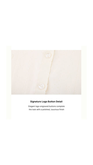 Logo Jacquard Short Sleeve Cardigan (Cream)