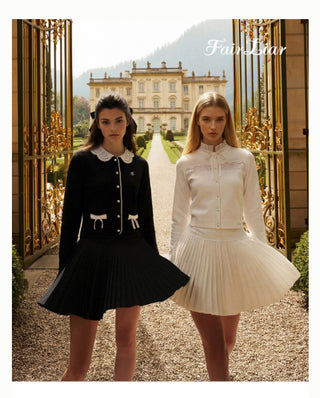 Lace Flare Pleated Skirt (Black)