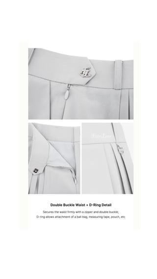 Logo Embellished Pleated Skirt (Grey)
