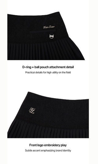 Lace Flare Pleated Skirt (Black)