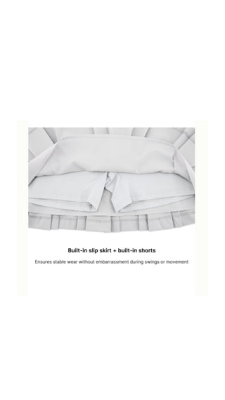 Logo Embellished Pleated Skirt (Grey)