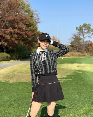 [FL Signature] Pearl & Bead Flare Pleated Skirt (Black)