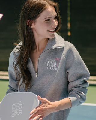 [FLC] PALM TREE QUARTER ZIP PULLOVER (Melange Grey)