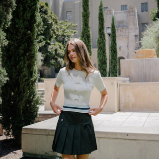 Ribbon pleated culotte pants (Black)