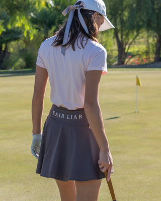 High waist jersey flared skirt (Brown)