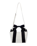 Big ribbon handle tote bag - Ivory