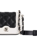 Quilted Point 2-Way Ribbon Bag - Black