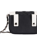 Quilted Point 2-Way Ribbon Bag - Black