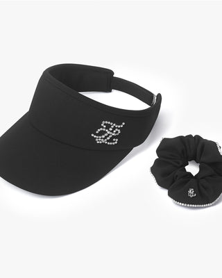 Crystal Scrunch Wide Visor (Black)