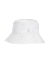 Fair Liar Leather Trimmed Flower Bucket Hat - Cream