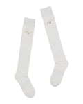 FL Leather Ribbon Knee Socks - White