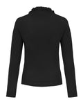 Fair Liar Rib Frill Cardigan - Black