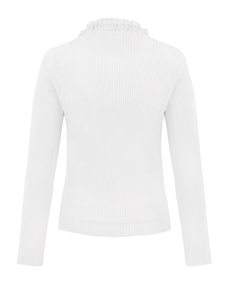 Fair Liar Rib Frill Cardigan (White)