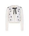 Flower Jacquard Open Ribbon Cardigan - Ivory