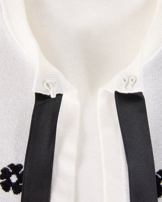 Flower Jacquard Open Ribbon Cardigan (Ivory)