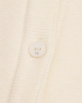 Leather flower trimmed cardigan (Cream)