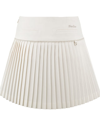 [FL Signature] Pearl & Bead Flare Pleated Skirt (Ivory)