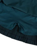 Flower belt set pleated skirt- Dark Green