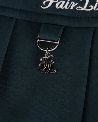 Flower belt set pleated skirt (Green)