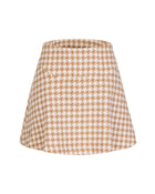 Houndstooth checkered flare skirt (Beige)