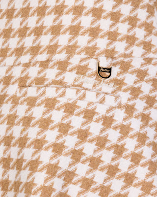 Houndstooth checkered flare skirt (Beige)