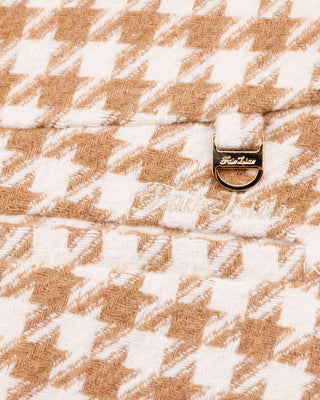 Houndstooth checkered flare skirt (Beige)