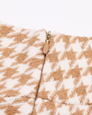 Houndstooth checkered flare skirt (Beige)