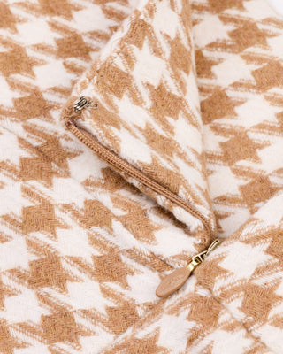 Houndstooth checkered flare skirt (Beige)