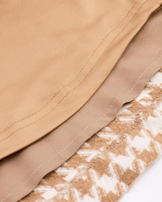 Houndstooth checkered flare skirt (Beige)