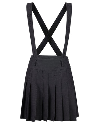 High waist overall pleated skirt (Black)