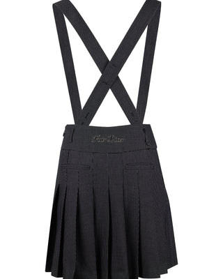 High waist overall pleated skirt (Black)