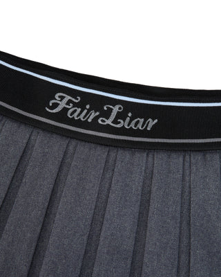 Logo band pleated skirt (Charcoal Grey)
