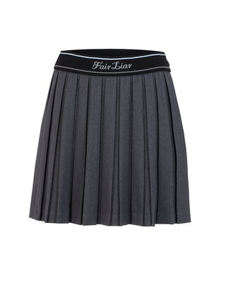 Logo band pleated skirt (Charcoal Grey)