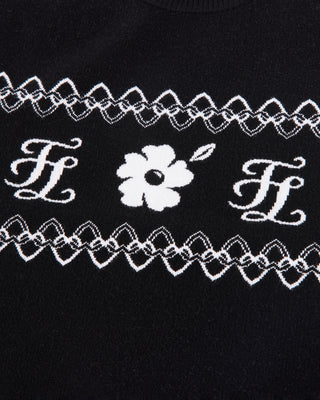 Flower Jacquard Knit Vest (Black)