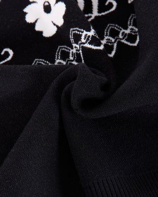 Flower Jacquard Knit Vest (Black)