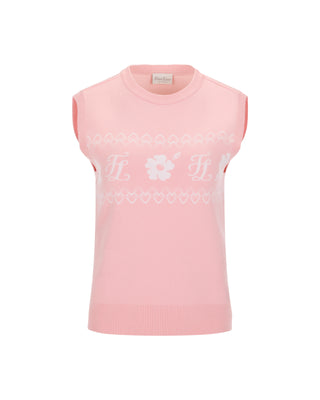 Flower Jacquard Knit Vest (Pink)