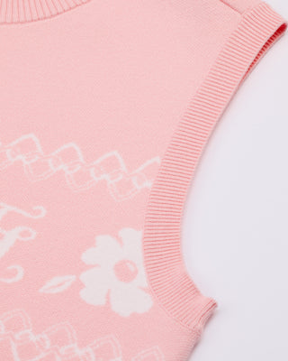 Flower Jacquard Knit Vest (Pink)