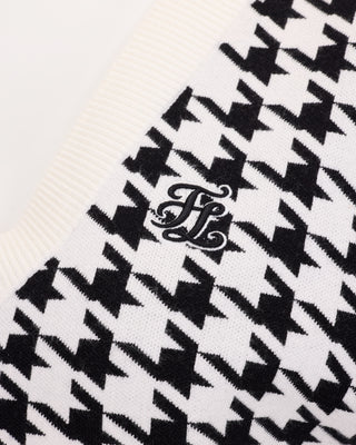 Houndstooth Checkered Knit Vest (Black)