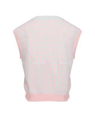 Houndstooth Checkered Knit Vest (Mint)