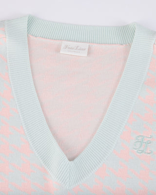 Houndstooth Checkered Knit Vest (Mint)