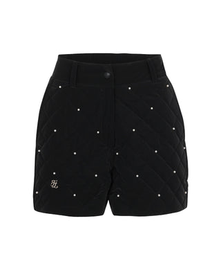 Pearl quilted short pants (Black)