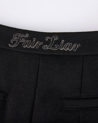 Ribbon pleated culotte pants (Black)