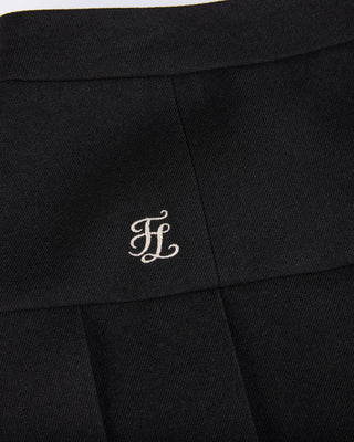 Ribbon pleated culotte pants (Black)