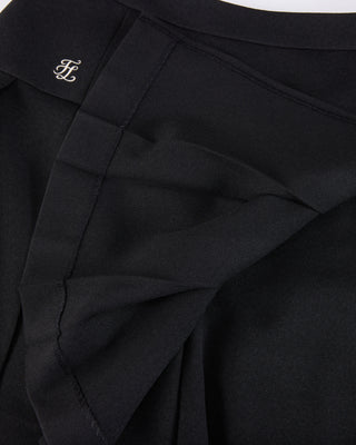 Ribbon pleated culotte pants (Black)