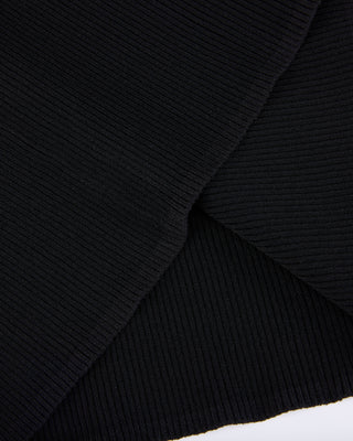 Fair Liar Double Frill High Neck Rib Knit (Black)