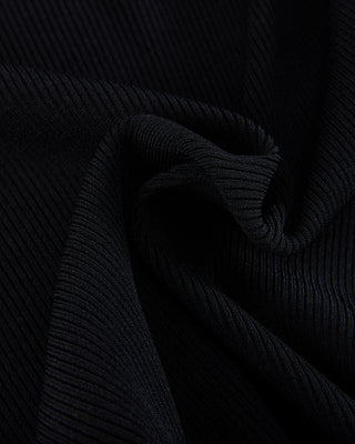 Fair Liar Double Frill High Neck Rib Knit (Black)