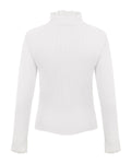 Fair Liar Double Frill High Neck Rib Knit - White